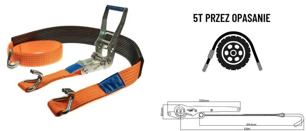 Pasy transportowe do lawety 3 punktowe rękaw guma 5T 3m Bielsko