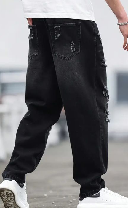Джинси широкі підліткові,чоловічі рвані баггі, скейтери