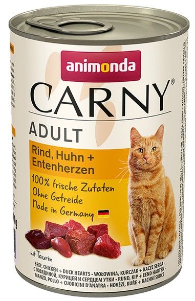 Mięsna karma dla kotów - Animonda Wołowina, Kurczak, Kacze serca 400g