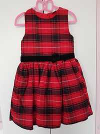 Czerwona elegancka sukienka dla dziewczynki 122 Święta Sesja kokarda