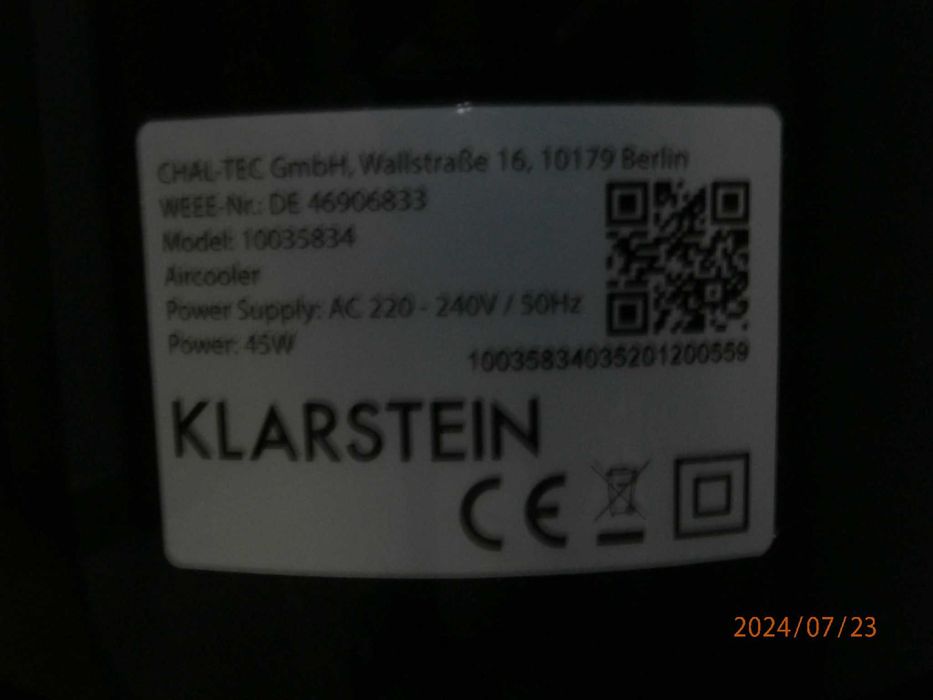 Wiatrak Wentylator kolumnowy Klimator Klarstein WATERFALL Black