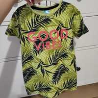 Koszulka boho palmy liście jungle na krótki rękaw T-shirt 134