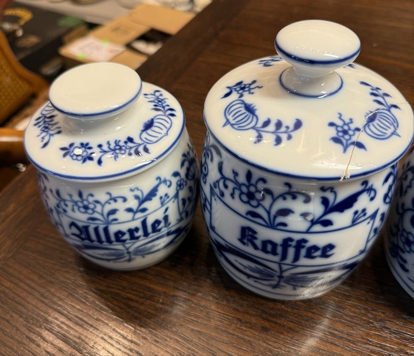 Gerold pojemmniki kuchenne kobaltowe wzór słomkowy dekoracja 1938