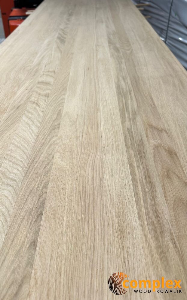 Półka lita dębowa o grubości 2 cm, szerokości 20 cm i długości 100 cm