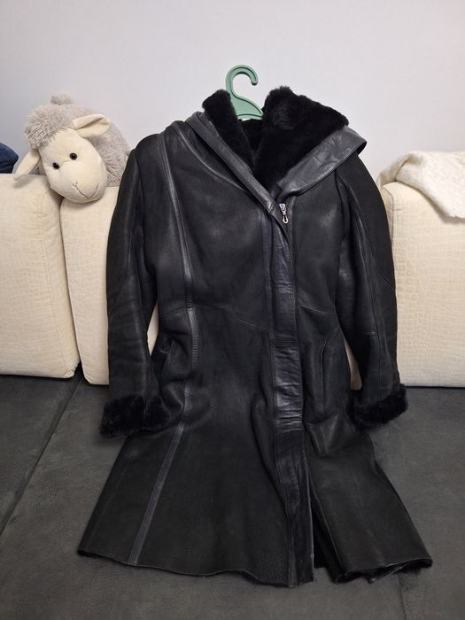 Шкіряна дублянка, дубльонка, шкіра, плащ зимовий