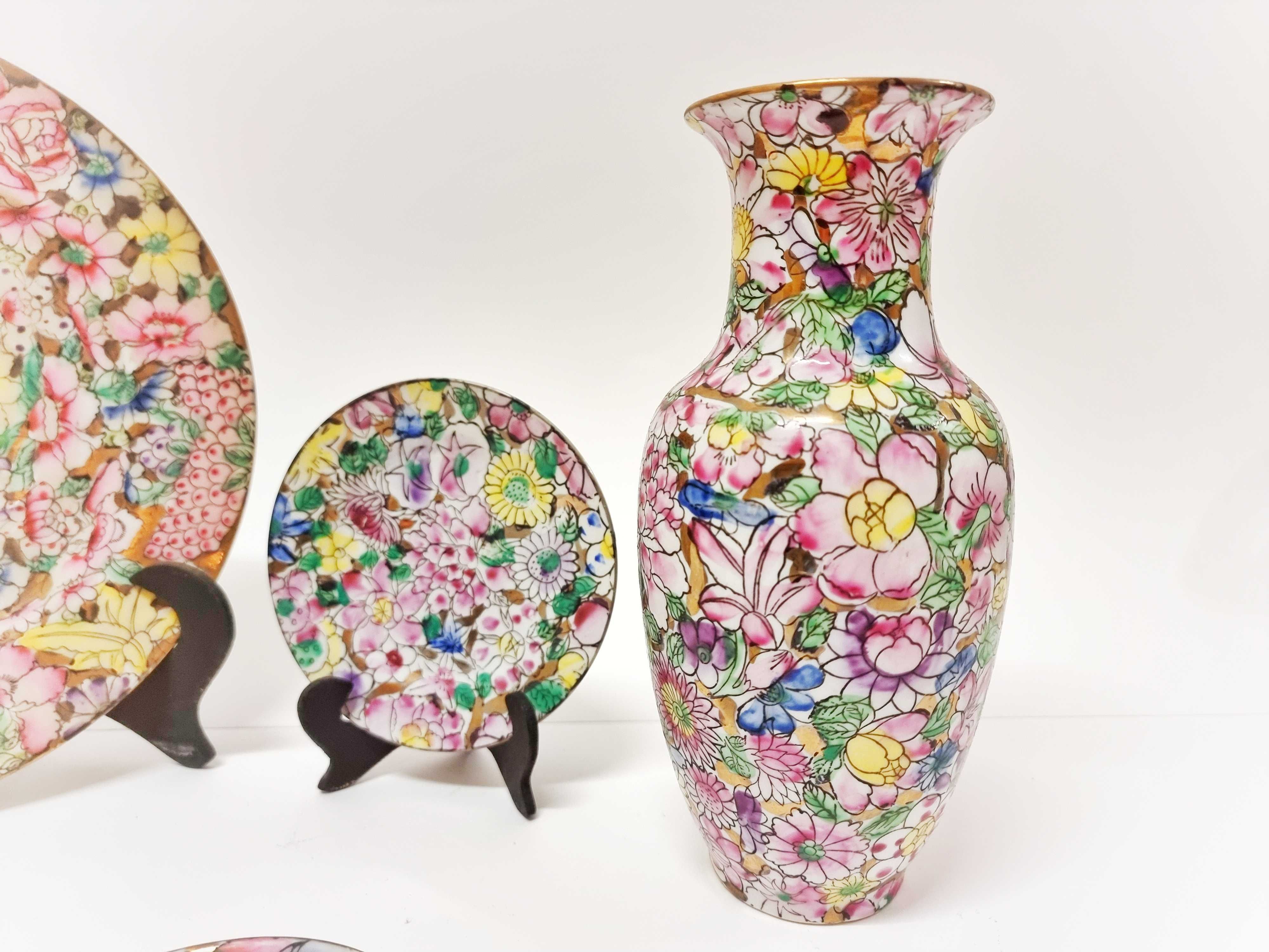 Lote de 5 porcelanas millefleurs Macau e China