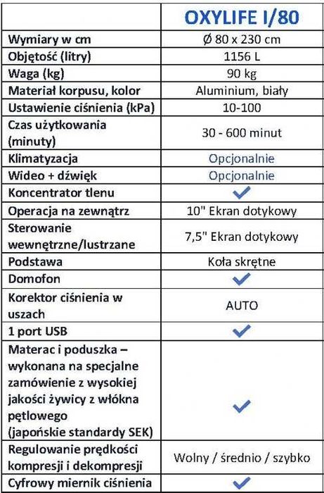 Komora Hiperbaryczna Oxyhelp 80 cm - SPRAWDZONA - GWARANCJA - JAK NOWA