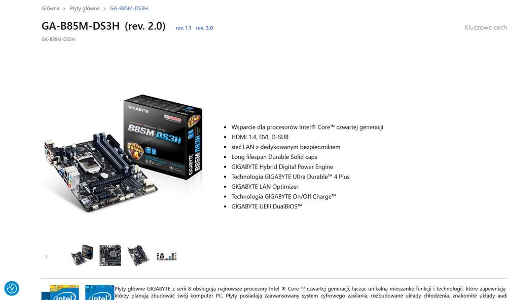 Płyta Główna Gigabyte GA-B85M-DS3H (rev. 2.0)