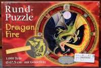 Puzzle 1000 Weltbild NOWE w folii Dragon Fire okrągłe złocenia