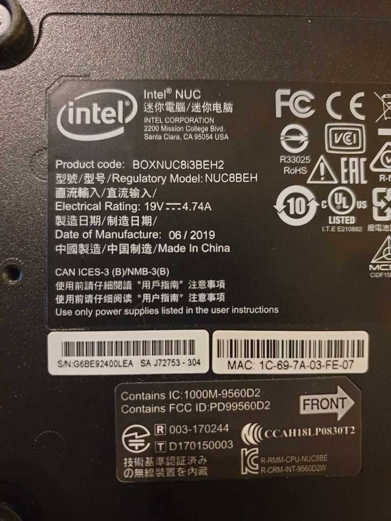 Intel NUC NUC8i3BEH i3-8109U MiniPC 16 GB DDR4 + 128 M.2 SDD