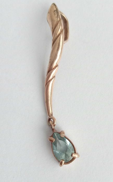 Вінтажний Підвіс кулон з камнем Срібло 925 Позолота. Аквамарин. Вінтаж