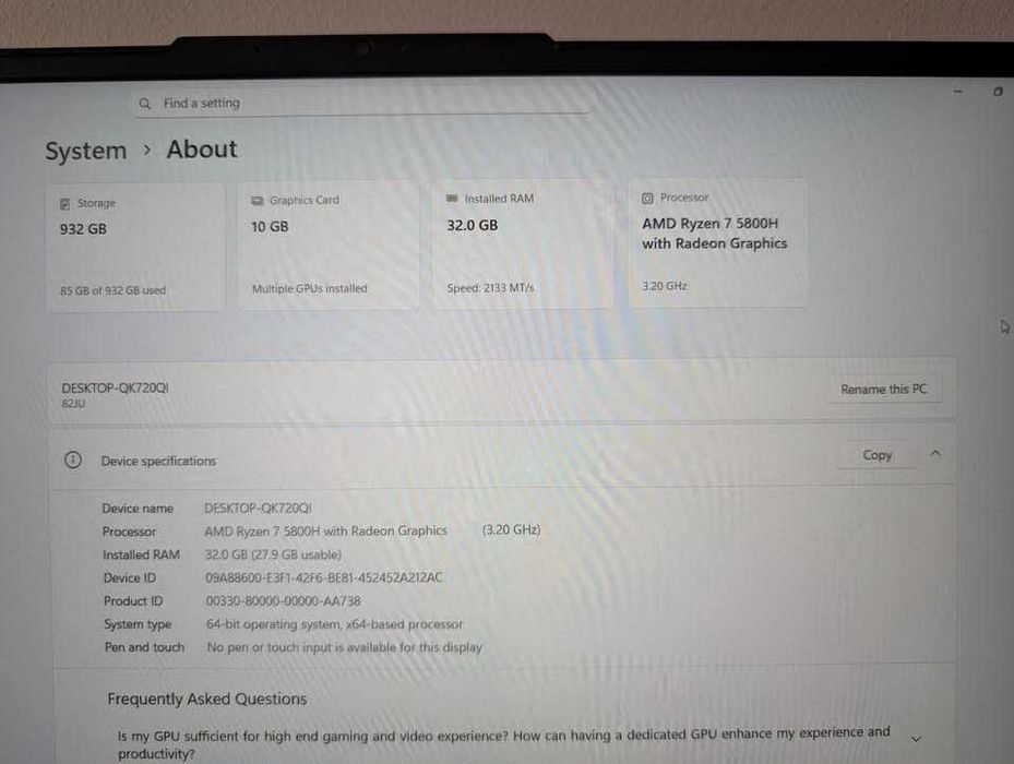 Lenovo Legion Ryzen 7 RTX 3060