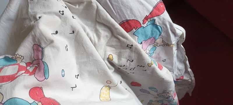 Tkanina bawełniana pościelowa wzór klauny lata 90/ handmade