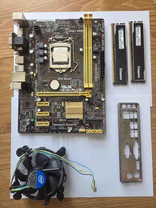 Płyta główna Asus HB1M-PLUS, procesor i3-4330, pamięć DDR3 2x4GB