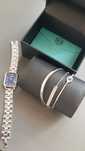 Zegarek damski TIME100 srebrny z bransoletkami elegancki komplet