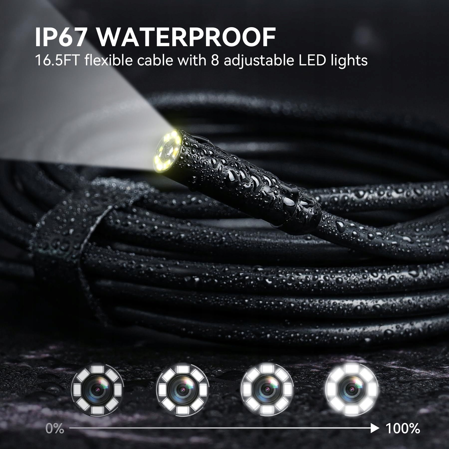 hopefox kamera inspekcyjna 4.3" ips wodoodporna 1080p 8 led 5m kabel
