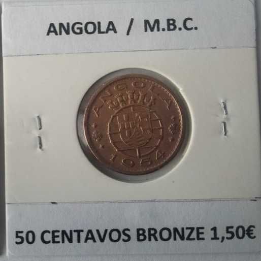 4 Moedas Portuguesas de 50 Centavos Ex Colónia Ultramarina de Angola