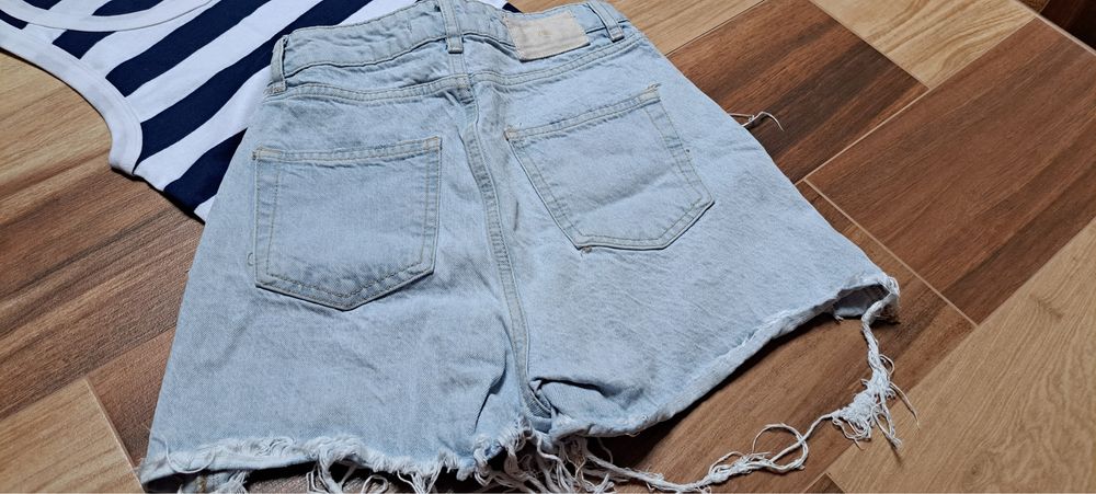 Szorty jeansowe jasny denim Zara r.34 wysoki stan szorty dżinsowe
