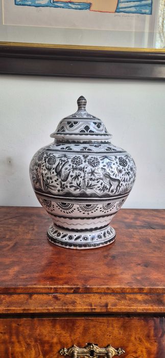 DUŻY ceramiczny wazon amfora ręcznie malowany Portugalia Berardos