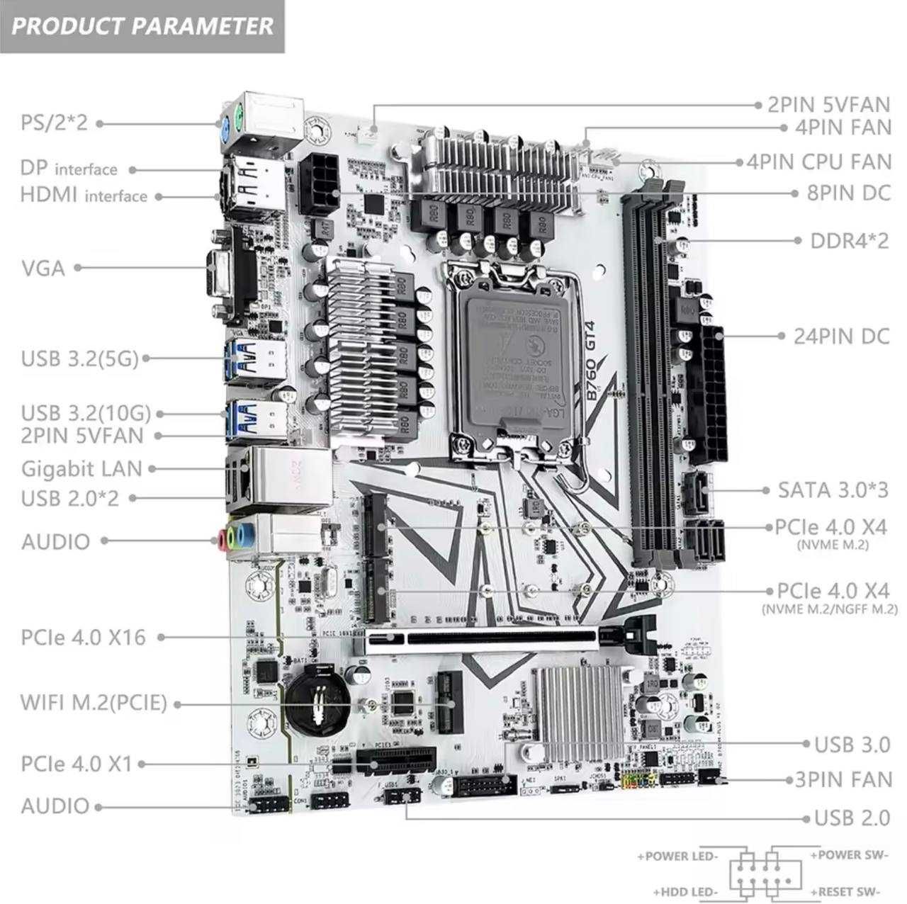 Материнська Плата MACHINIST B760 DDR4 LGA 1700 12–13 Покоління Intel!