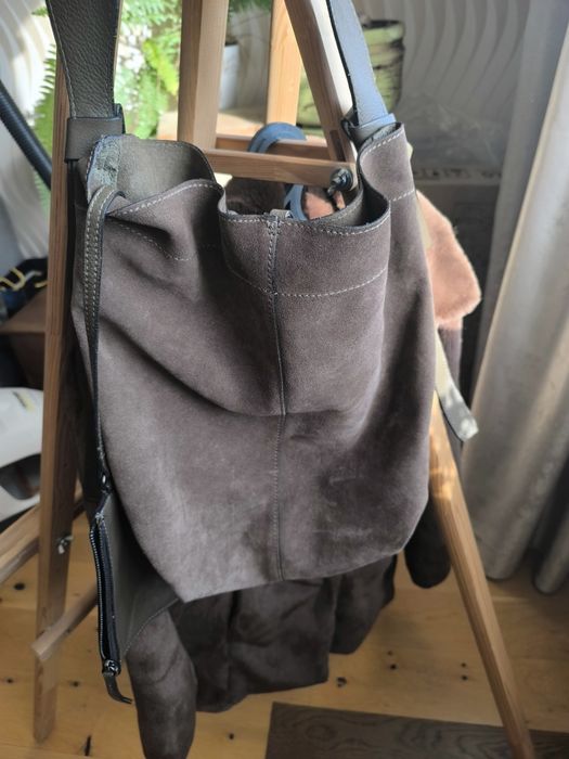 Стильний шопер, шкіра, замш