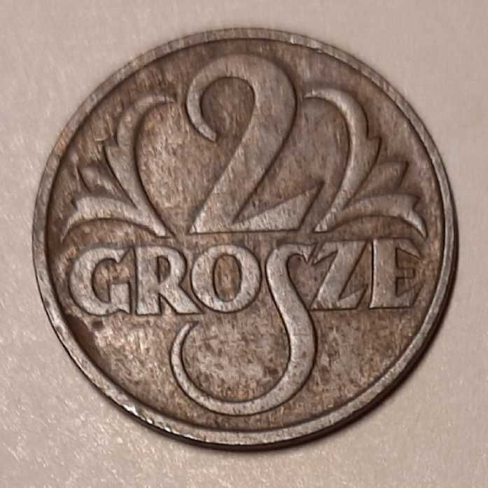 4 monety 2 grosze z lat: 1937, 1938, 1939 i 1923