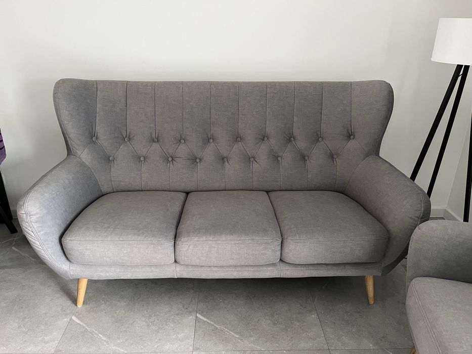 Sofa + fotel SCANDI k. szary