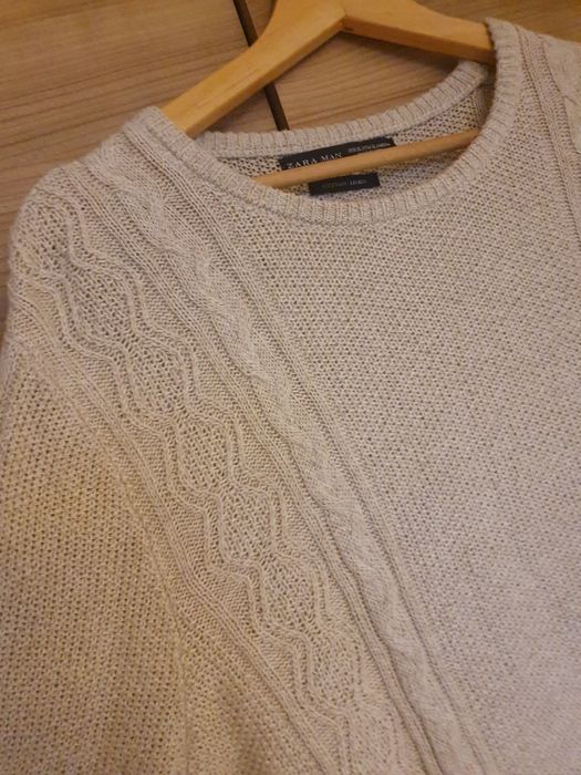 Kremowo beżowy sweter męski Zara, r. XL