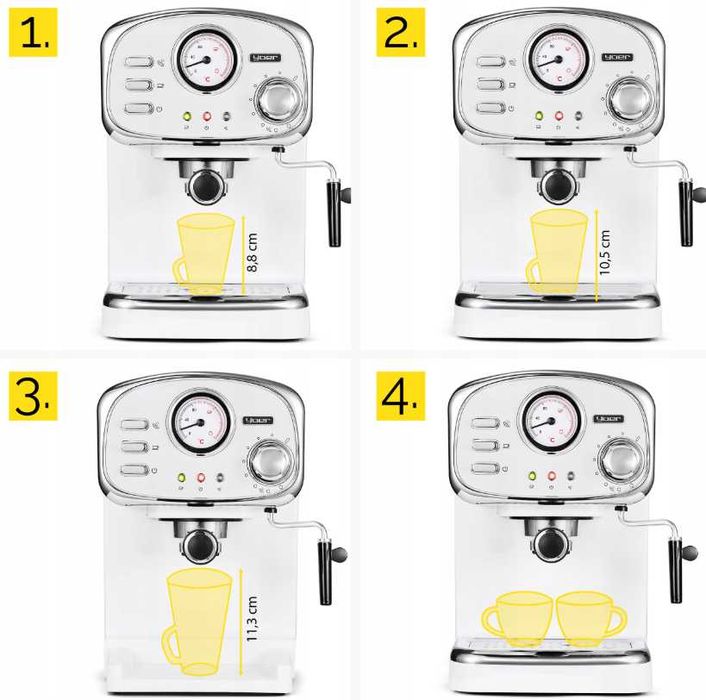 Ekspres Do Kawy Ciśnieniowy Kolbowy Yoer 1100W Spieniacz Mleka OKAZJA