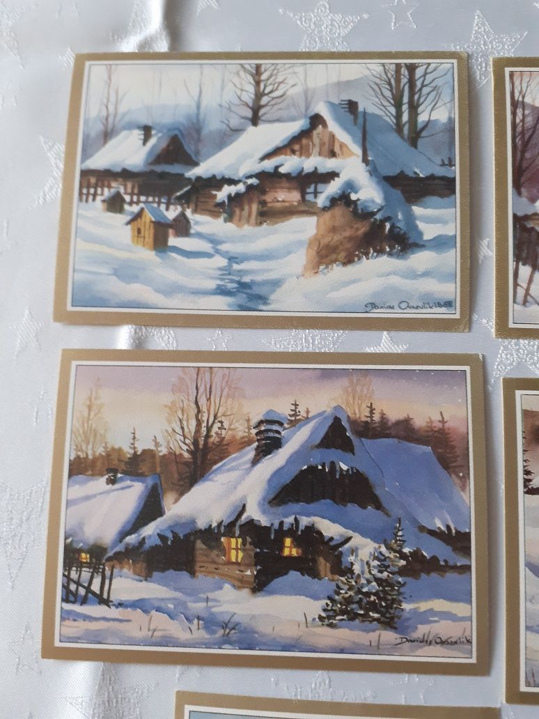 Pocztówki  akwarele Dariusza Orszulika lata 90 kolekcjonerskie