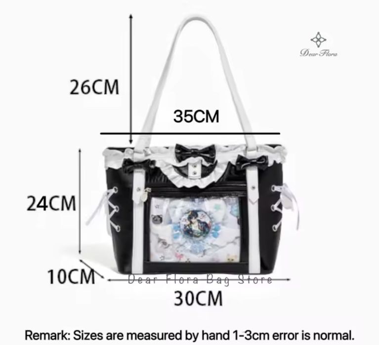 Сумка с бантами лентами прозрачным карманом Ita bag японский стиль