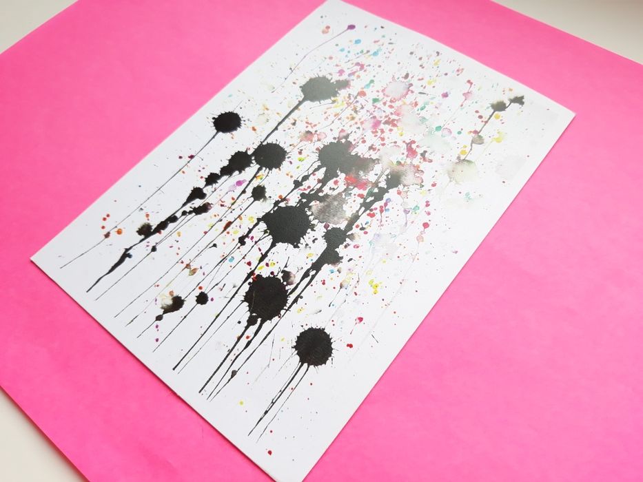 Абстрактна листівка, малюнок клякса, творчість