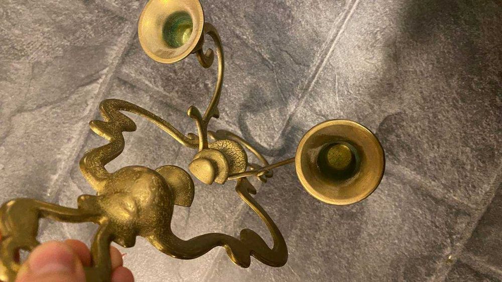 Канделябр на стену бронзовый на 2 свечи