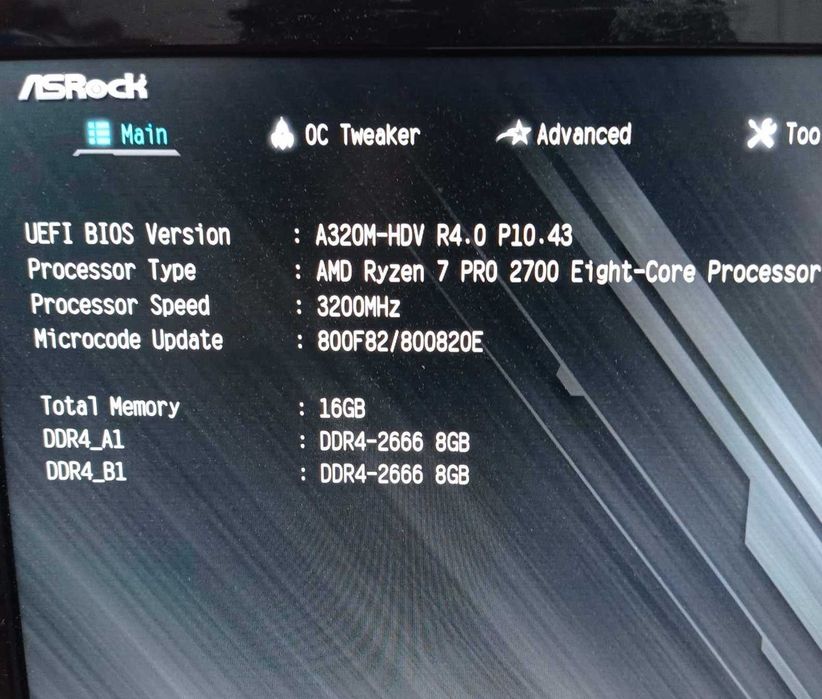 Ігровий комплект A320M + Ryzen 7 2700 3.2GHz/4.1GHz AM4 + 16Gb DDR4