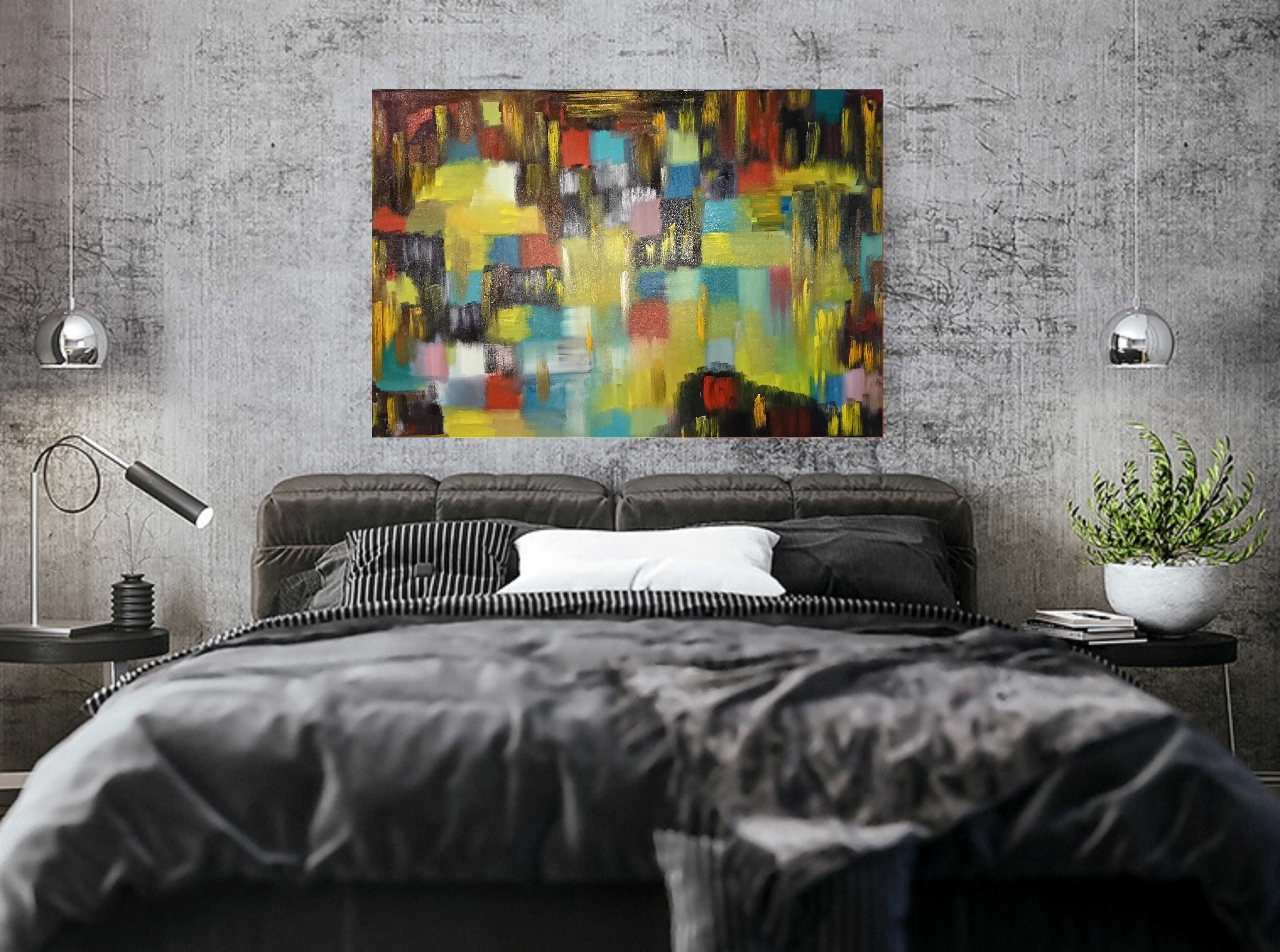 Kompozycja 70x100cm, farby olejne, nowoczesne abstrakcyjne malarstwo
