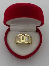 Złoty pierścionek damski chanel, próba 585, Nowy (1094)