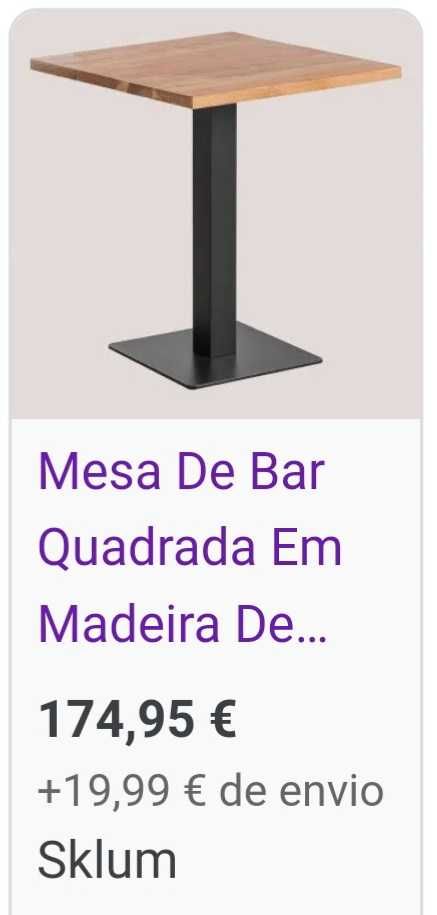 Mesa de bar quadrada