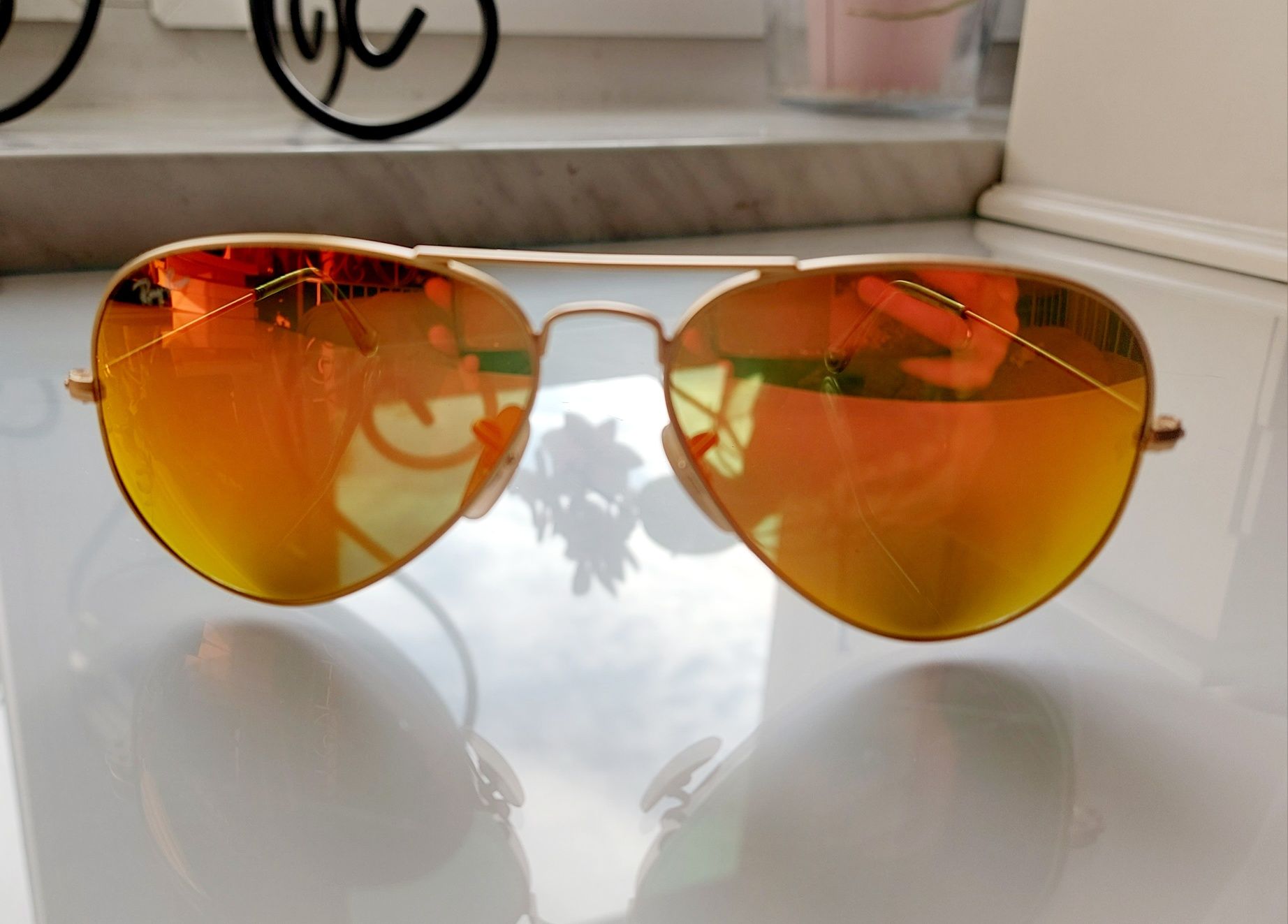 Okulary przeciwsłoneczne rayban ray-ban złote pomarańczowe