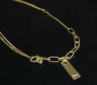 Złoto 585 - złoty łańcuszek z blaszką wzór Cartier