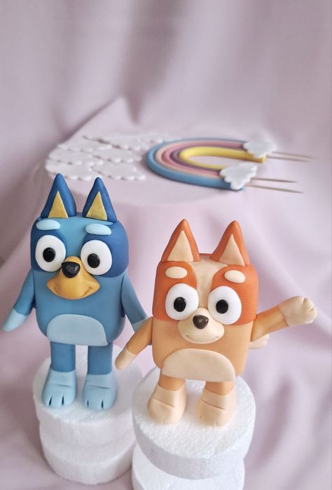 Bingo Bluey figurki z masy cukrowej na tort