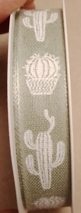 Wstążka kolor oliwkowy wzór kaktusowy kaktus