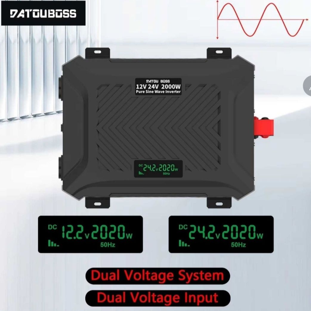 Инвертор DatouBoss 12/24 Вольт 2000 ватт чистый синус.