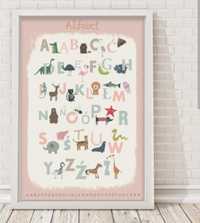 Plakat alfabet  70 na 50 dekoracja pokój dziewczęcy