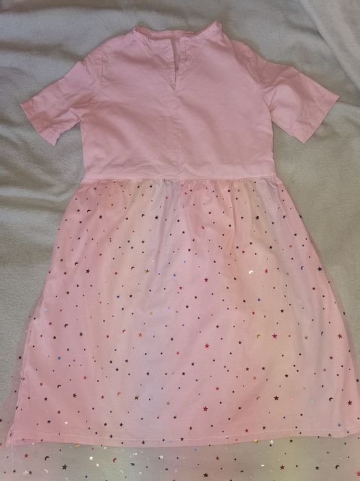 Sukienka dla dziewczynki handmade tiul w gwiazdki różowa nieużywana