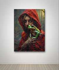 Obraz "Dziewczyna z żabą" - płótno 30x40 cm