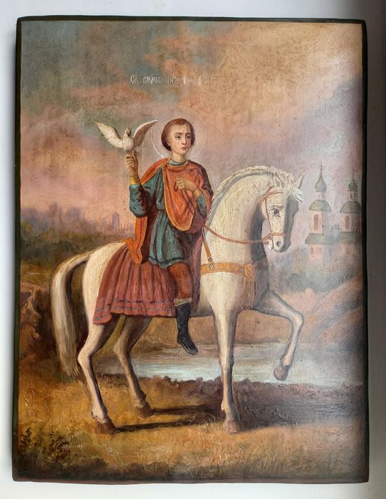 Старинная икона Трифон Сокольник