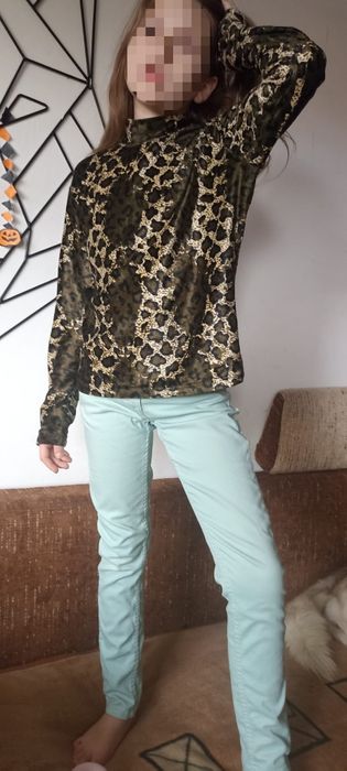 Seledynowe slim  jeans Pocopiano rozmiar 146 cm 11 lat z regulacją w p