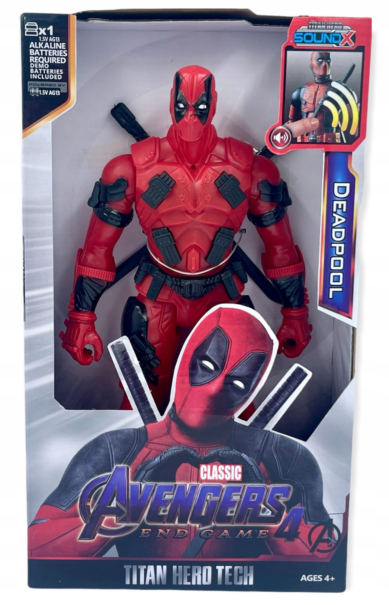 Figurka Deadpool Ludzik Avengers Ruchoma Led Dźwięki Akcesoria 30 Cm