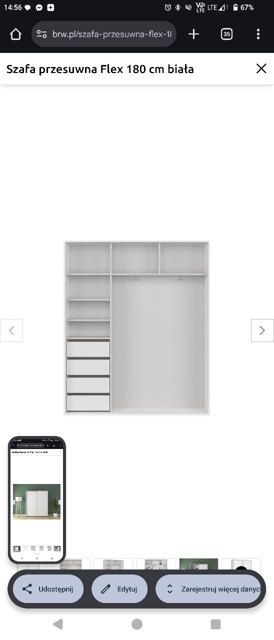 Szafa przesuwna Flex 180 cm biała Black Red White
