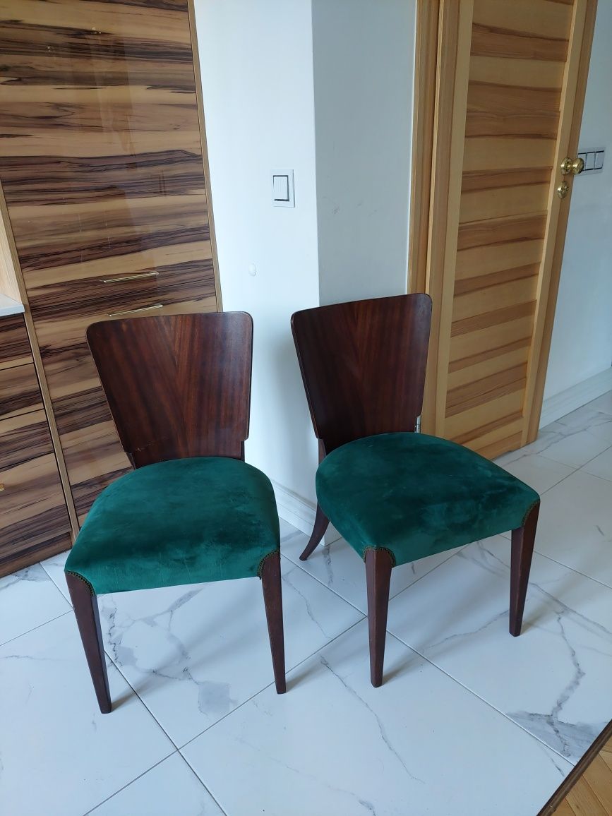 Krzesła art deco Halabala 2 sztuki drewniane odnowione